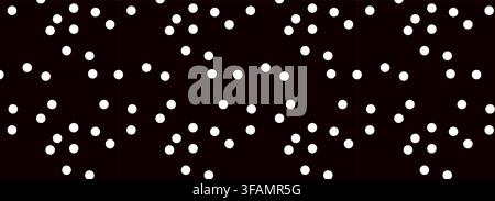 Polkadot seamless pattern with white dots on dark bg. Stock Vector