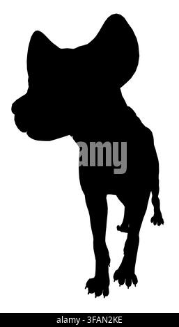 Black silhouette of a hyena in a minimalist design on a clean white background, ideal for animal themes and graphic projects. Stock Vector