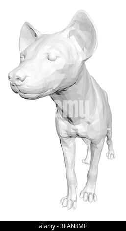 Polygonal hyena illustration in black and white, featuring a low poly art style with geometric shapes and clean lines on a plain white background. Stock Vector
