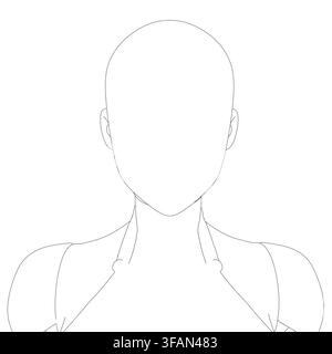 A robotic girl's face with a bald head and clean contour lines. This minimalist line drawing focuses on the sleek, futuristic profile against a plain Stock Vector
