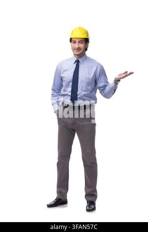 Young male architect in front of a white background Stock Photo