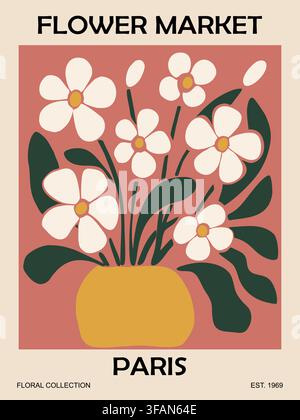 Soft blossoms bloom in a warm-toned pot.  Stock Vector