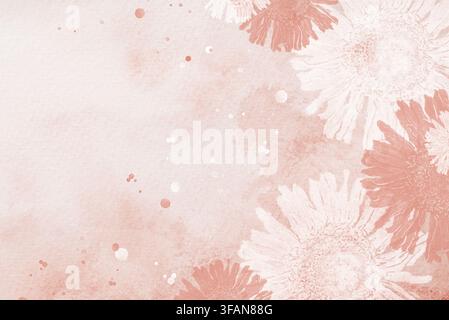 A pattern made from prints of dried flowers on a watercolor background. Stock Photo