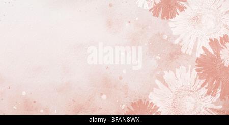 A pattern made from prints of dried flowers on a watercolor background. Stock Photo