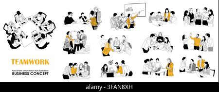 Team work depicted through diverse group work Stock Vector