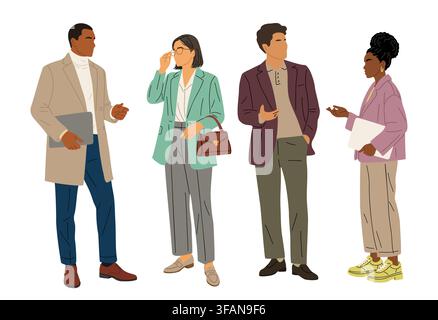 Business professional stand in casual conversation Stock Vector