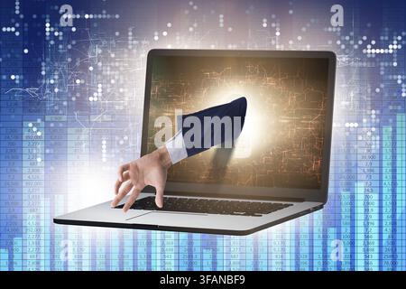 The hacker man is trying to steal personal information Stock Photo