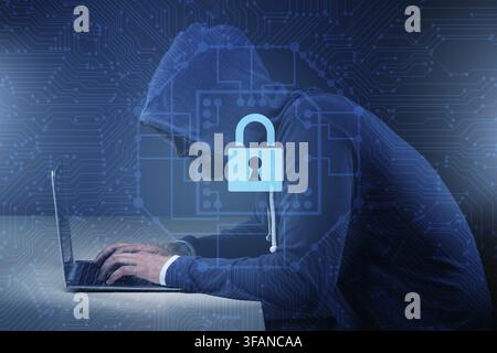 Hackers in a digital security concept Stock Photo