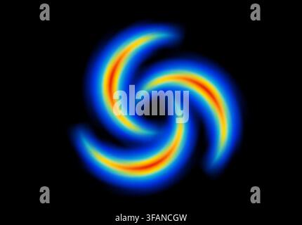 Abstract shape glowing in neon light, with heatmap color palette Stock Vector