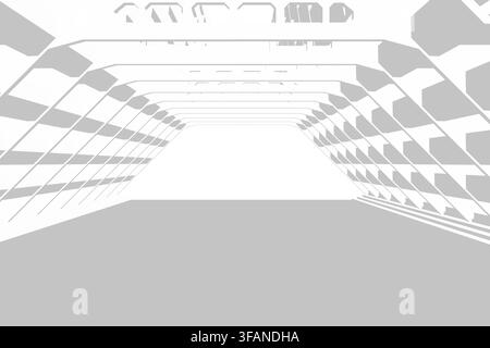 A brutalist interior room features a white and gray abstract background with a polygonal geometric pattern. The design uses various shapes and colors Stock Vector