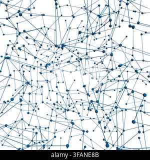A molecular polygonal network of connected blue lines and white nodes forms an abstract scientific background. Stock Vector