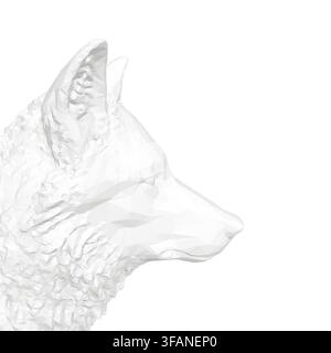 A low poly wolf head in black and white. This abstract polygonal illustration sits on a clean white background. Side view Stock Vector