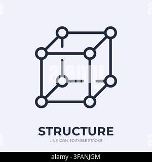 Cube structure line icon. Prototype framework linear vector illustration. Thin sign of connected nodes, cubic model product design, system Stock Vector