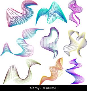 Flowing contour ribbons forming abstract wave shapes Stock Vector