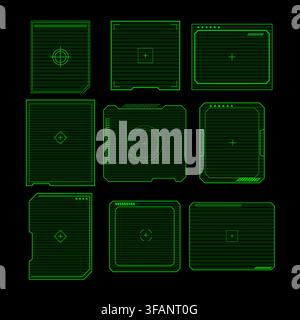 User interface overlay elements scanning technology grid Stock Vector