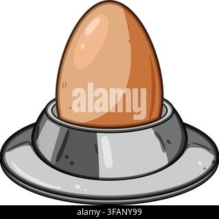 Breakfast egg standing in metal egg holder Stock Vector
