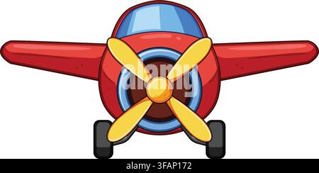 Red toy airplane front view with propeller Stock Vector