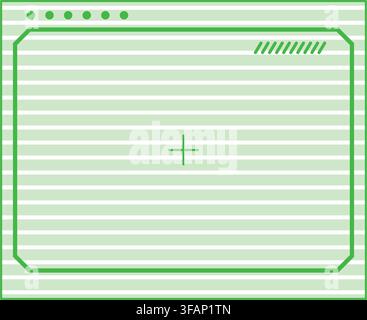 Retro computer screen displaying scanlines and crosshair target Stock Vector