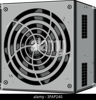Computer power supply unit generating electricity concept Stock Vector