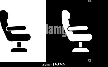Airplane Seat Solid Icon. In-Flight Comfort, Travel Seating, And Passenger Accommodation Silhouette Symbol. Aviation And Airline Services. Isolated Stock Vector