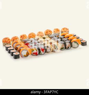 A big set of assorted fresh sushi rolls Stock Photo