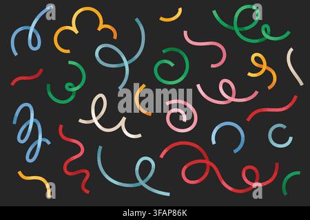Collection of Textured Curved Matisse Strokes. Trendy Style Vector elements Stock Vector