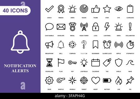 A comprehensive collection of forty linear interface icons for web design, mobile apps, and digital communication. Stock Vector