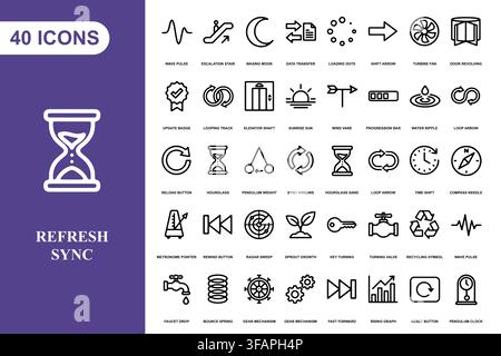 A comprehensive collection of forty professional line art icons for business, technology, and interface design. Stock Vector