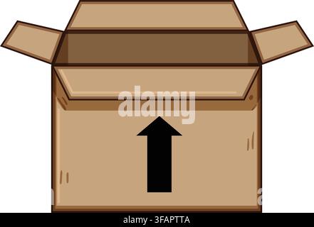 Delivering open cardboard box with up arrow symbol Stock Vector