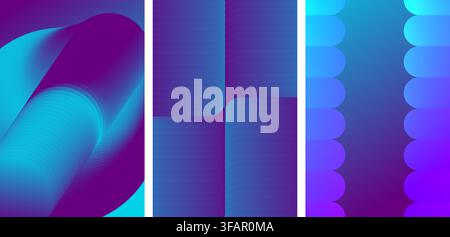 Abstract vertical banners with vibrant blue and purple gradient backgrounds and geometric shapes design Stock Vector