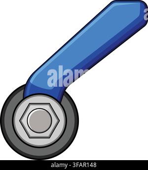 Blue quick release valve handle lever adjusting Stock Vector