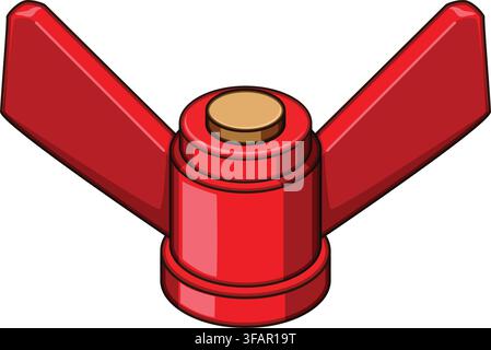 Red valve handle turning mechanism illustration Stock Vector