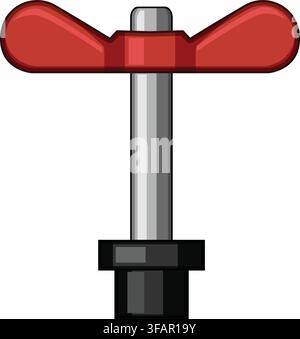 Red winged valve handle turning adjusting mechanism Stock Vector