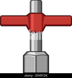 Red valve handle operating tap mechanism Stock Vector