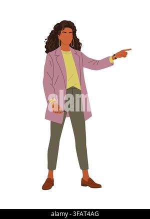 Business Woman standing and pointing to the side Stock Vector