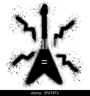 Guitar in graffiti style with black spray paint. vector illustration. Stock Vector
