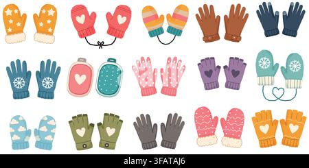 Colorful Winter Gloves and Mittens Collection Stock Vector