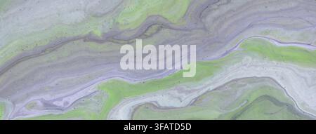 Abstract light sage green and gray fluid art background with marble texture. Liquid acrylic painting surface. Stock Photo