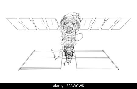 detailed illustration of a spacecraft in flight Stock Vector
