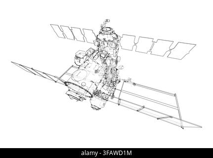 illustration of a spacecraft in orbit. Vector Stock Vector
