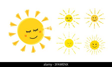 The summer sun is bright yellow. Vector illustration of the banner. a special offer with the sun sign. Stock Vector