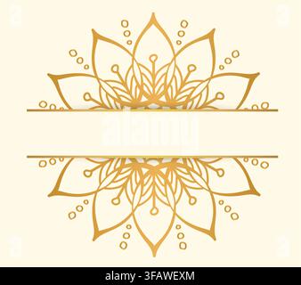 luxury Mandala yoga design. poster Golden mandala on dark background. Luxury elegant cover. Decorative ornate round mandala. A symbol of life and Stock Vector
