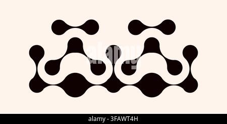 Black metaball shapes, connected in a simple line. Stock Vector