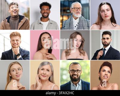 Men and women. Portraits combined into collage Stock Photo