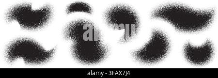 Grainy abstract paint, background dot shape for dust noise. Black wave of texture and granularity effect of stipple spray vector gradient. Shadow Stock Vector