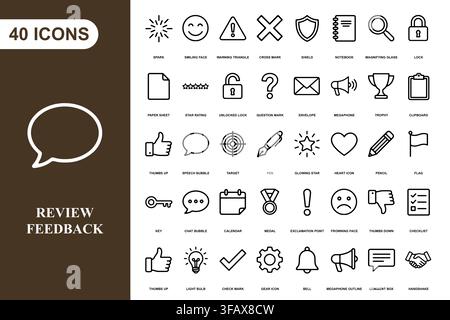 A comprehensive collection of forty linear business and interface icons for web and mobile application design projects. Stock Vector