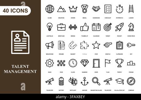 A comprehensive collection of forty professional business and management line art icons for corporate projects. Stock Vector