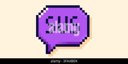 Back to School pixel art color speech bubble with sus word. Stock Vector