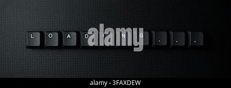 Loading Progress Message With Keyboard Keys On Dark Background Stock Photo