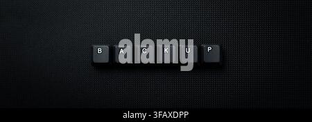 Backup Data Storage Concept With Keyboard Keys On Dark Background Stock Photo